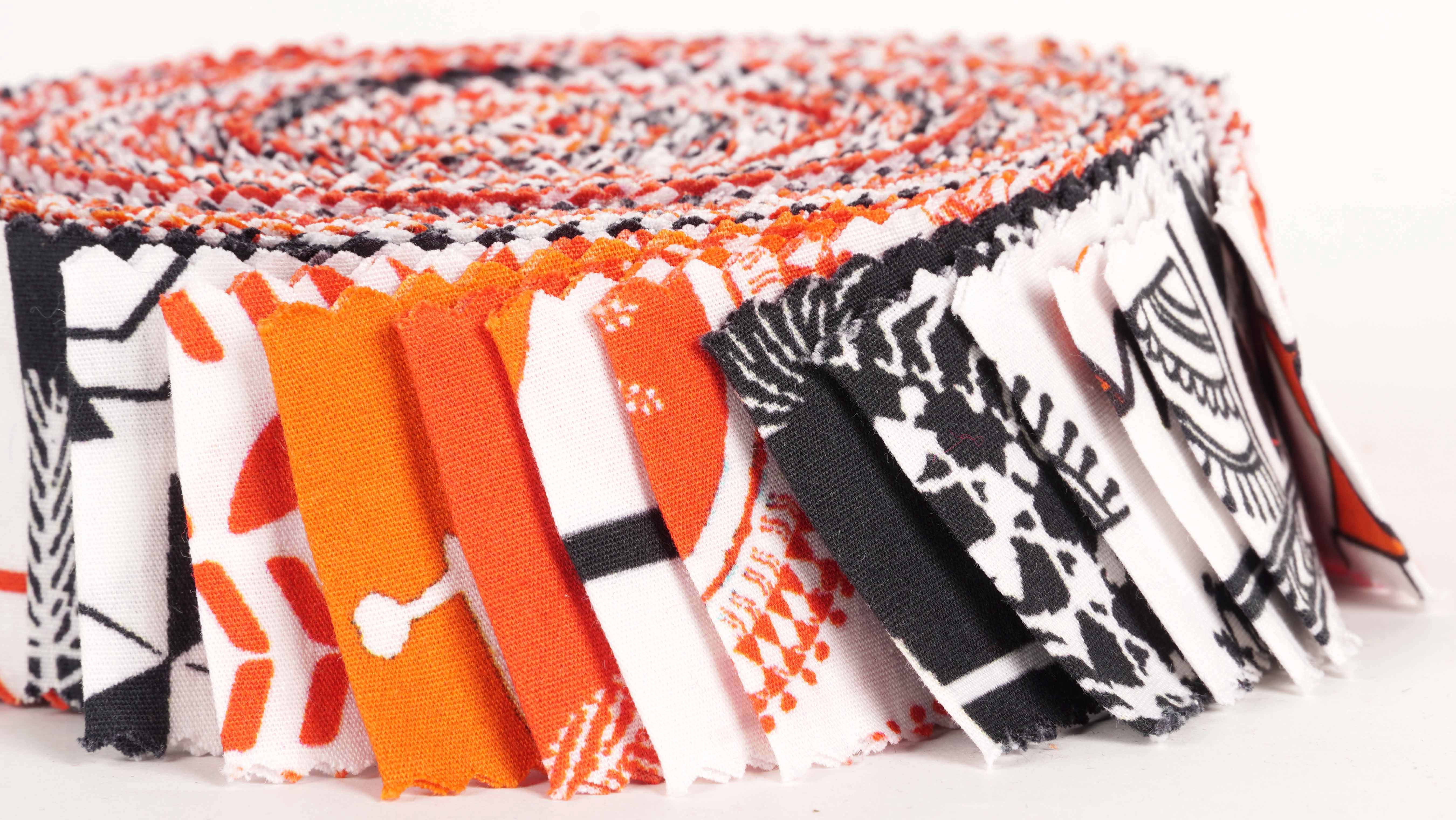 Soimoi 40Pcs Warli Print Precut Fabrics Strips Roll Up 1.5 inches Cotton Jelly Rolls For Quilting - Orange