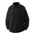 thumbnail image 2 of Fengqque Mens Polo Shirt Short Sleeve Textured Jacquard Open Collar Summer Casual Beach Stretchy Golf Shirts Black L, 2 of 9