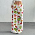 thumbnail image 2 of Women's Casual And Fashionable Greentown Printed Elastic Waist, Loose Straight Leg With Plush Pants With Rope, 2 of 2