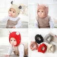 thumbnail image 4 of Mightlink Winter Children Hat Solid Color Ear Decor Toddler Boys Girls Beanie Hat Knitted Pet Hat High Elasticity Keep Warm Photo Prop Headwear, 4 of 10