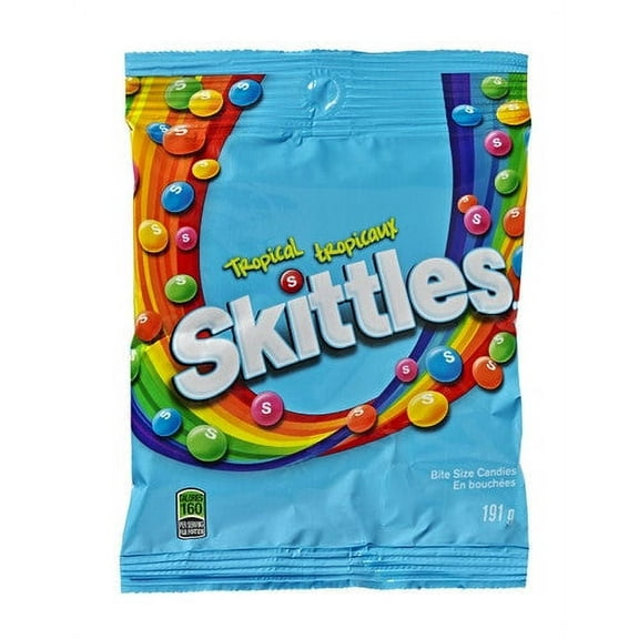 Skittles Tropical, Peg Bag, 191g 6.73oz 12ct  (Imported from Canada}