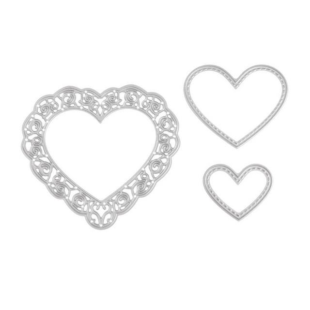 veasfak 3pcs Mixed Size Heart Die Cutter Cutting Dies Stencil Scrapbooking Embossing