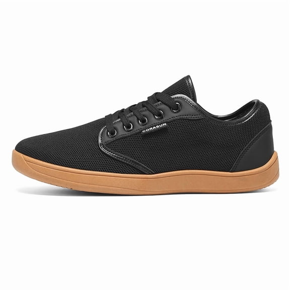 CORASUN Men's Casual Flyknit Sneakers - Ultra-Lightweight, Breathable & Non-Slip Walking Shoes for Men, Office Workers & Students on Daily Commute & Outdoor Walking (Classic Black)