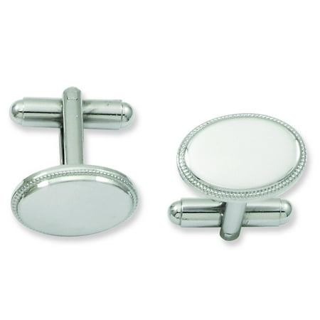 Rhodium Plated Oval Cuff Links