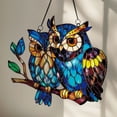 thumbnail image 7 of Stained Glass Window Hanging, Owl and Flowers Sun Catchers for Women Elegant Home Wall Decor Indoor Windown Suncatchers Windows Garden, owl, 7 of 7