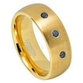 thumbnail image 1 of Yellow Gold Plated Dome Tungsten Wedding Band - 0.21ctw Black Diamond 3-stone Band - Personalized Tungsten Wedding Ring - Custom Made April Birthstone Ring TN690BS, 1 of 1