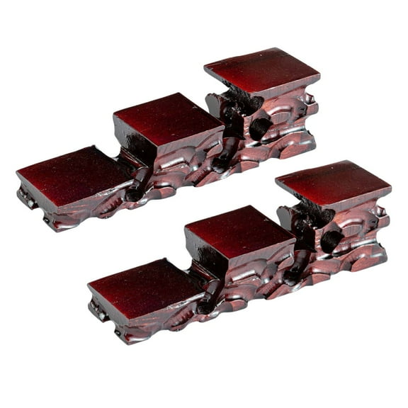 THY Collectibles Pack of 2 Oriental Rosewood 3-Plant Stands, Small Plant Stand for Indoor Tabletop Desktop, Mini Succulent Window Shelf, Herb Display Rack for Home and Office L9.5 x W2.5 x H2.75