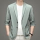 thumbnail image 5 of Traje informal de verano fino con protección solar para hombre de mediana edad, traje de papá de seda de hielo transpirable, chaqueta para hombre, 5 of 6
