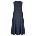 thumbnail image 5 of Qiopertar Denim Dress for Women Loose Fitting Sleeveless Maxi Dress Casual Party Stretchy Elastic Long Dress, Navy M, 5 of 6