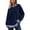 Dark Blue, variant on Dpjklzsn Women's Layered Look Crewneck Sweatshirt with Striped Collar, Cuffs and Shirt Hem