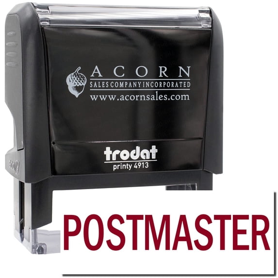 Large Self-Inking Postmaster Stamp, Trodat Printy 4913, Press and Print Stamping, Impression Size 7/8" x 2-1/4", Up to 10,000 Impressions - Burgundy Ink