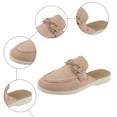 thumbnail image 7 of Mule Sandals for Women Rhinestone Chain Suede Slides Loafers Closed Round Toe Casual Summer Slip on Walking Shoes Khaki Size 9.5, 7 of 7