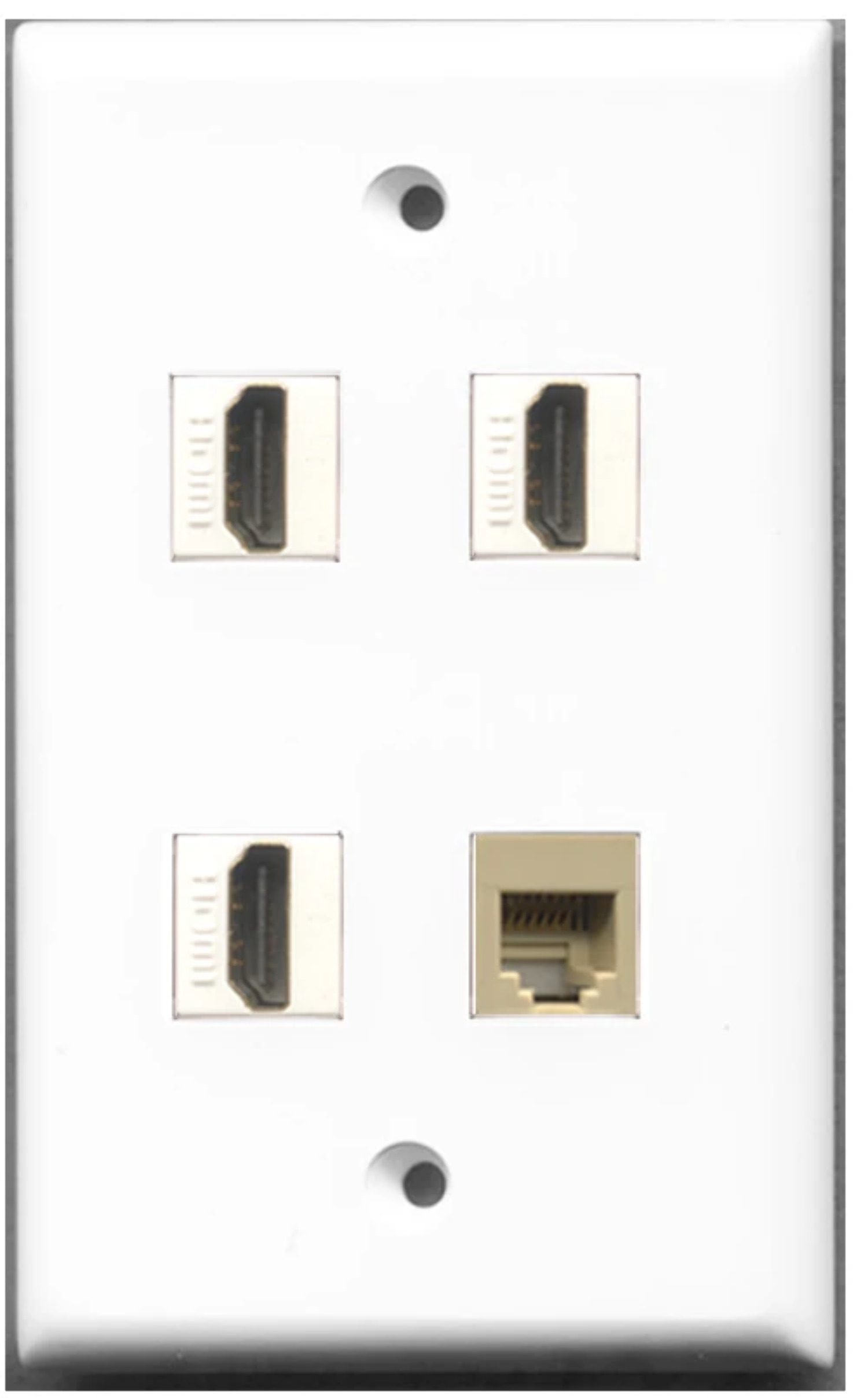 Ultra Spec Cables 3 Port HDMI 1 Port Phone RJ11 RJ12 Beige Wall Plate