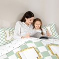 thumbnail image 4 of Feelyou Glitter Print Letter W Twin Comforter Sets for Kids, Fashion Buffalo Bedding Set, Green, Reversible, 2 Pieces, 4 of 6