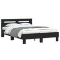 Bed frame with headboard LED lighting Black 135x190 cm
