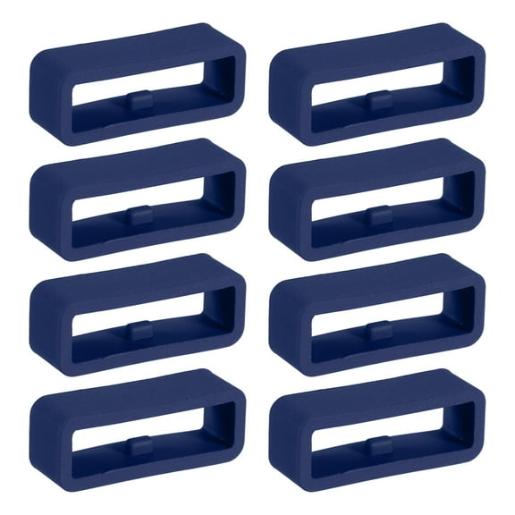 Uxcell Watch Band Holder Loop, 20mm Universal Silicone Watch Replacement Band Strap Keeper, Deep Blue 8 Pcs