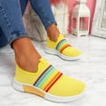 thumbnail image 4 of JINMGG Sneakers for Women Plus Clearance Women's Fashion Casual Rainbow Slip On Mesh Breathable Sport Sneakers Shoes Yellow 37, 4 of 9