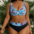 thumbnail image 4 of Tauxra Plus Size Swimsuits for Women Tummy Control 2 Piece Printed Side Tie Swimsuits Split Bathing Suits with Adjustable Straps, Ruched Front Tankini Sets for Curvy Figures, 4 of 7