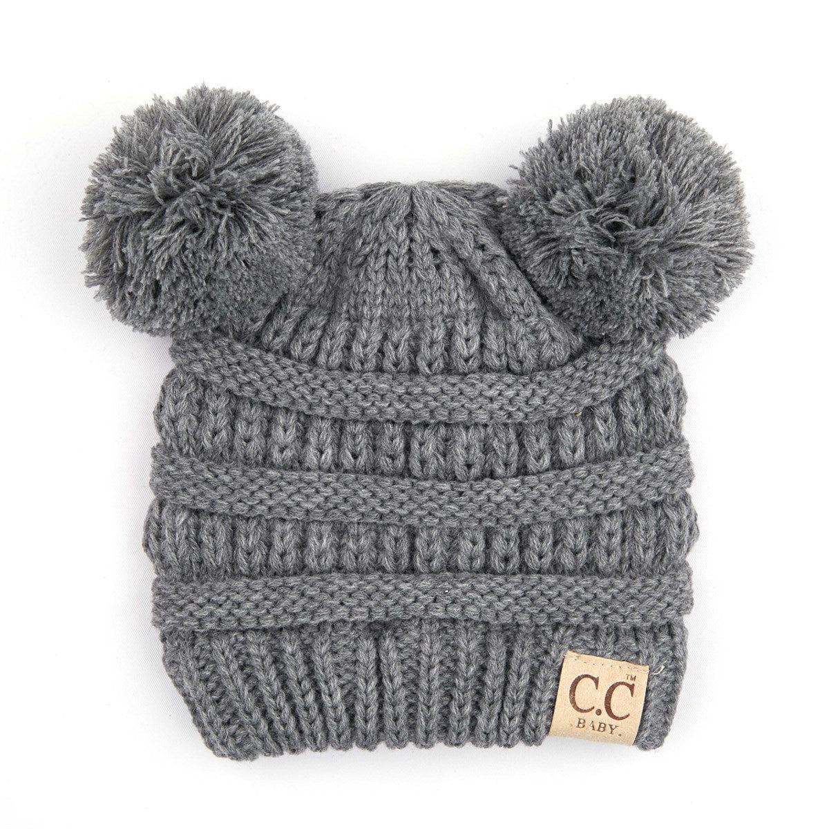 CC Baby Double Pom Cable Knit Yarn Pom Newborn to 9 Months Infant Beanie Indi Pink - Soft, Warm Hats for Babies and Toddlers - Cozy Winter Wear
