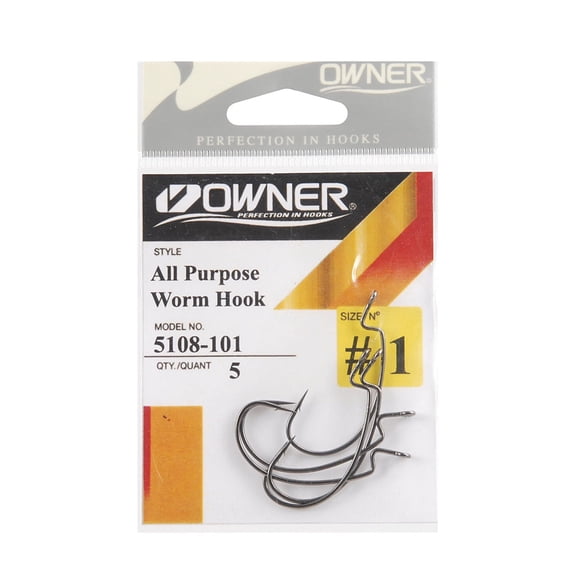 Owner 5108-101 All Purpose Soft Bait Hook 5 per Pack Size 1 Fishing Hook