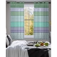 thumbnail image 3 of Purple Green Boho Sheer Curtains 39 Inch Length 2 Panels Set for Living Room/Bedroom, Vintage Ethnic Tribe Abstract Art Kitchen Curtains Grommet Semi-Sheer Curtains Window Treatments 27.5"x39"x2, 3 of 7