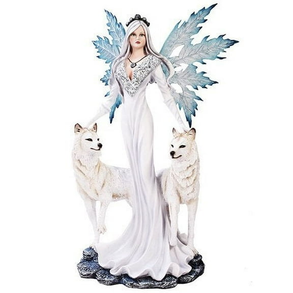 Pacific Trading Extra Large White Tribal Fairy with Wolves Statue Finish Made of Polyresin