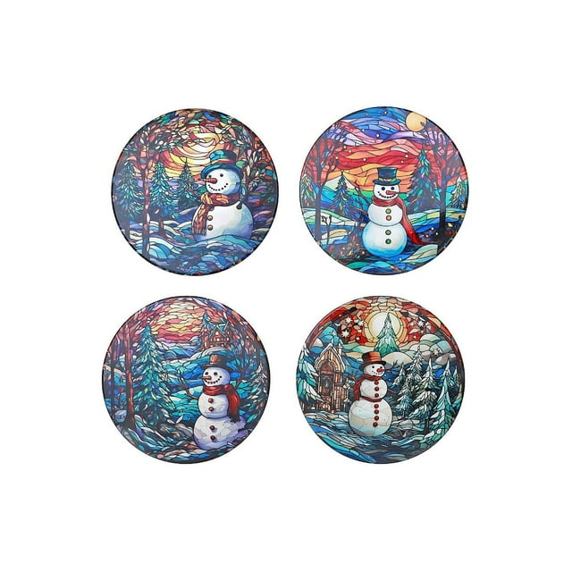 Dessous De Plat Rond En Céramique Bonhomme De Neige - Lot De 4