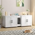 thumbnail image 3 of Double Cat Litter Box Enclosure, Modern Litter Box Furniture Hidden for 2 Cats, with Barn Door & Double Rooms for Bedroom Living Room, 3 of 9