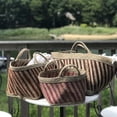 thumbnail image 3 of Coastal Stripe Wicker Baskets, Set of 3, Hand Woven, Flexible Jute, Red, Golden Brown, and Pink, Natural, 8.75, 10.75 and 12.5 Inches, 3 of 4