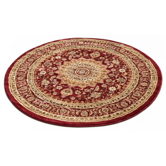 Well Woven Timeless Aviva Oriental Persian Red 5'3" Round Area Rug