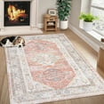 thumbnail image 2 of Hasoo Area Rug 4' x 6' Floral Area Rug for Living Room Washable Soft Indoor Floor Carpet, Light Orange, 2 of 7