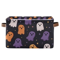 Yayeee Canvas Storage Basket with Handles for Shelves Fabric Bins Closet Organizer, Orange Halloween Ghosts