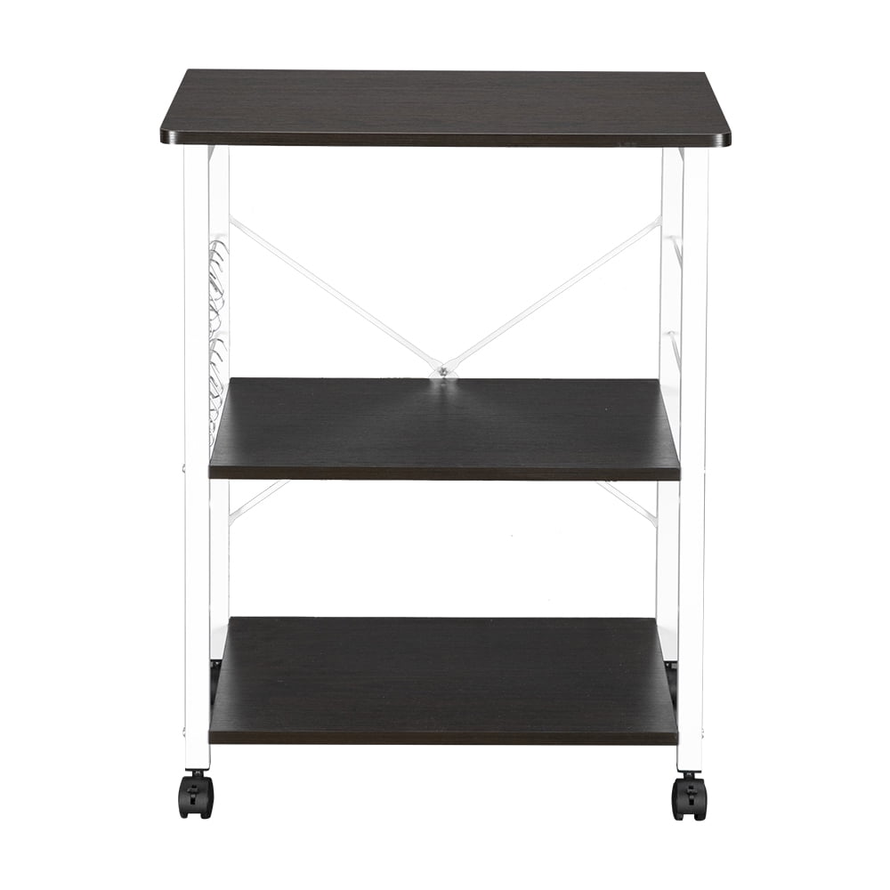 Lowestbest Stand Storage Cart, Rack 3-Tier Kitchen Utility, Rack Microwave Stand Rolling Kitchen Storage Cart, Brown