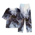 thumbnail image 2 of Ensembles Lounge pour Femmes 2 Pcs Ensemble d'Été Imprimé pour Femmes Manches Courtes Demi-Manches Col Rond Haut Court + Ensemble de Pantalon Décontracté Ensemble Lounge Deux Pièces Ensembles Grande Taille en Liquidation, 2 of 4