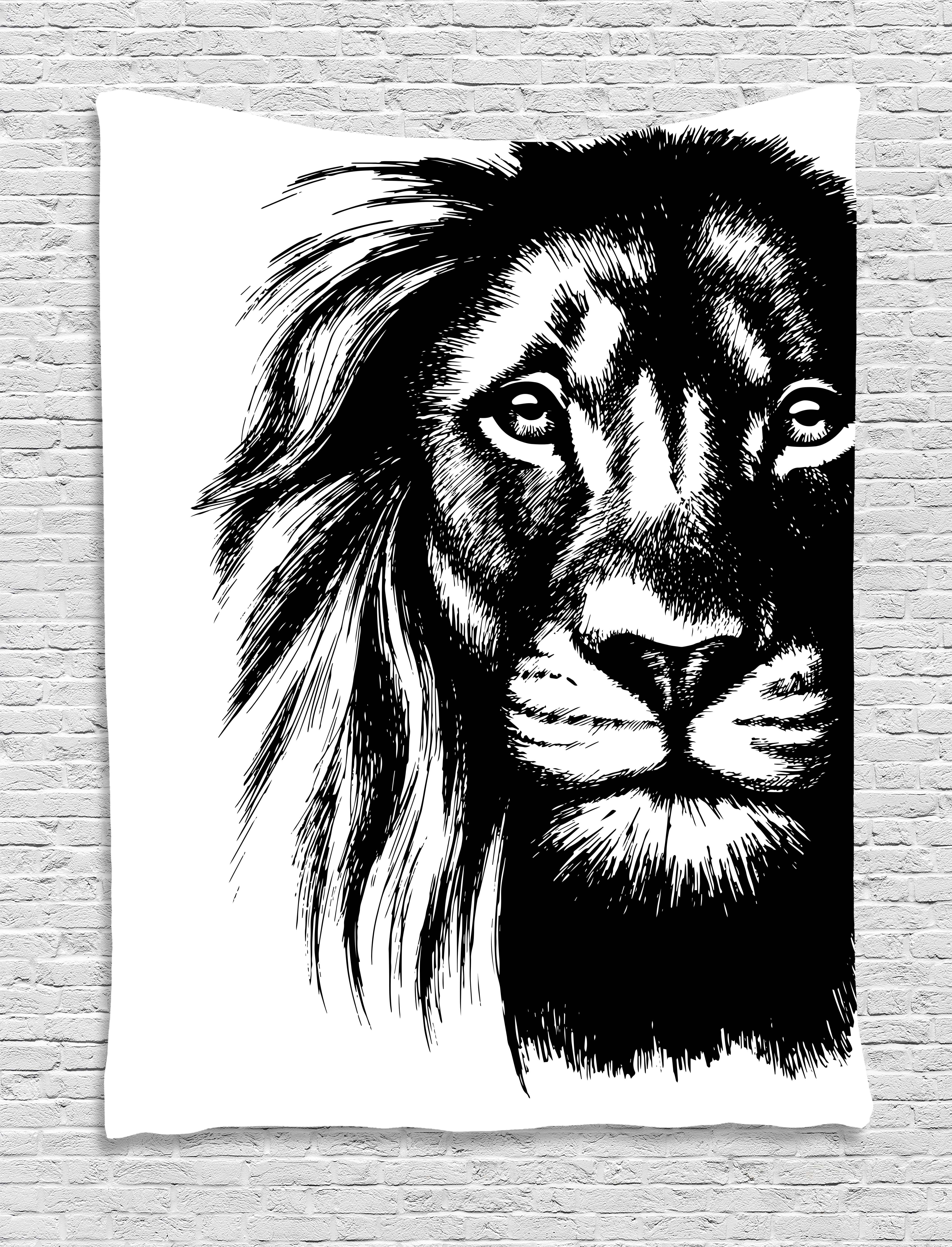 Hand Draw Lion Tapestry Wall Hanging Bedroom Living Room