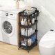 thumbnail image 3 of Carrito de almacenamiento de plástico con ruedas de 4 niveles con asas extra colgantes para tazas con ruedas bloqueables para sala de estar baño cocin, 3 of 7