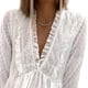 thumbnail image 3 of Tops Con Cuello En V, Cómoda Blusa Informal De Manga Larga Con Volantes Para Mujer, Estampado De Lunares Encantador Para La Oficina Para Ir De Compras ANGGREK  Otros, 3 of 6