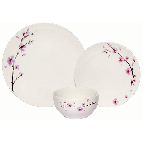 Melange Coupe 18 Piece Porcelain Dinner Set Pink Zen Service For 6 Microwave Dishwasher Oven Safe Dinner Plate Salad Plate Soup Bowl 6 Each By Melange 18 Piece Service For 6 Walmart Com Walmart Com
