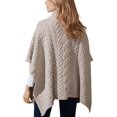 thumbnail image 2 of Aran Woollen Mills Supersoft Merino Wool Cowl Neck Poncho Irish Cape Made in Ireland | Toasted Oat Color, 2 of 4
