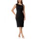 thumbnail image 2 of Vestido midi sin mangas de INSPIRE CHIC, vestido lápiz asimétrico con cuello arrugado, negro XL, 2 of 6
