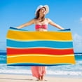 thumbnail image 2 of JeashCHAT Stripe Beach Towel Large Beach Towel Soft Super Absorbent Pool Travel Bath Swimming Camping Towel for Adults Men Women, 55" x 28", 2 of 6