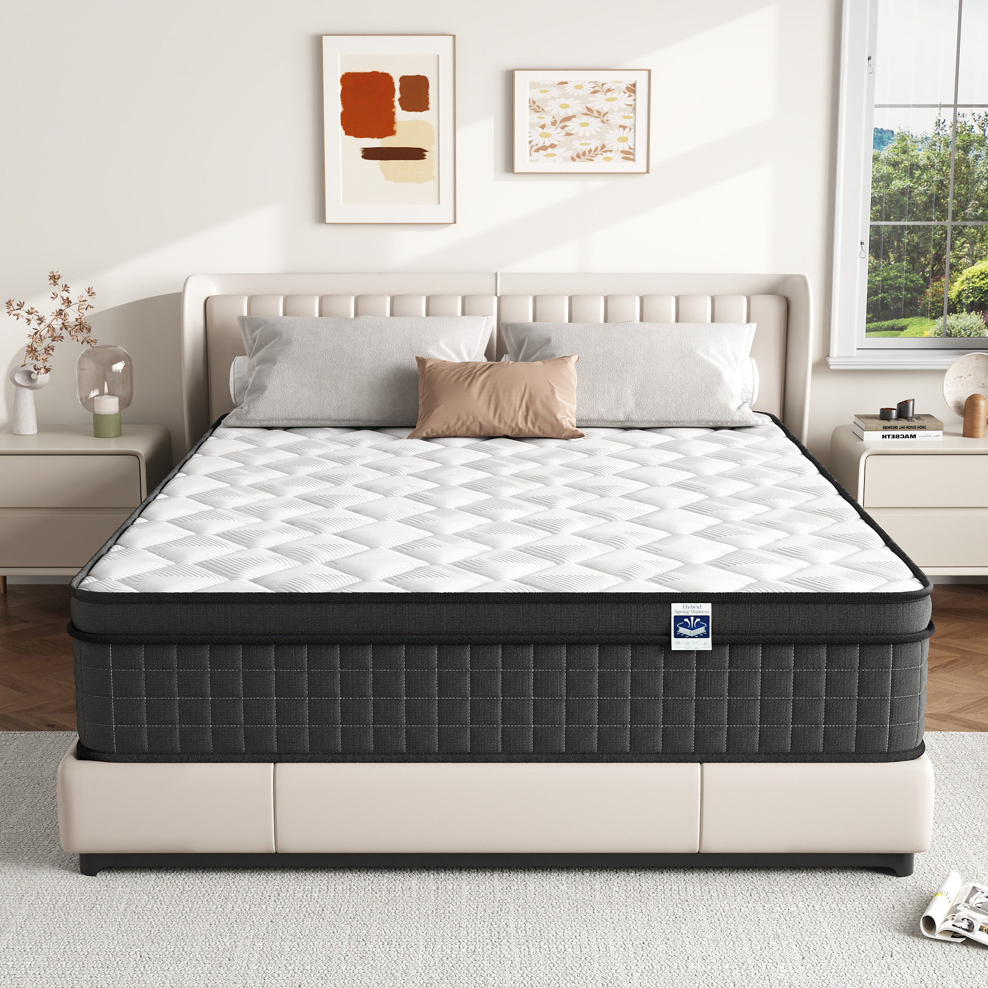 Queen Size 12" Hybrid Mattress - Gel Memory Foam & Pocket Springs, Medium Firm Feel, Motion Isolation, Pressure Relief, CertiPUR-US