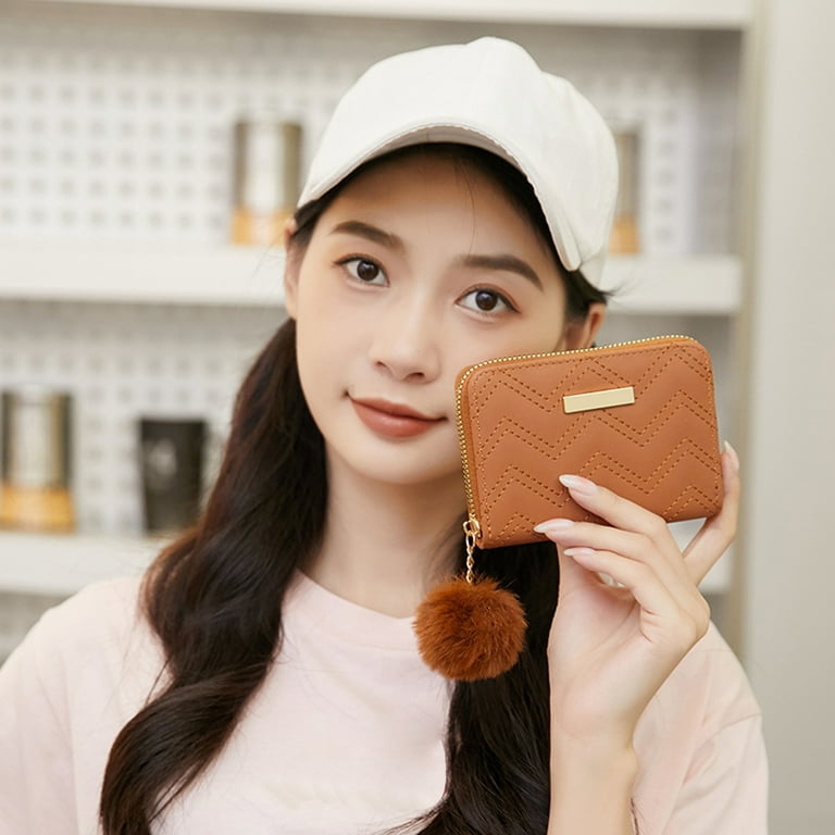 Fashion ID Short Wallet Solid Color Women Zipper Purse Multiple Card Slots Clutch Bag Phone Bag Clip Wallet for Men Men Wallet Leather Wallet Women