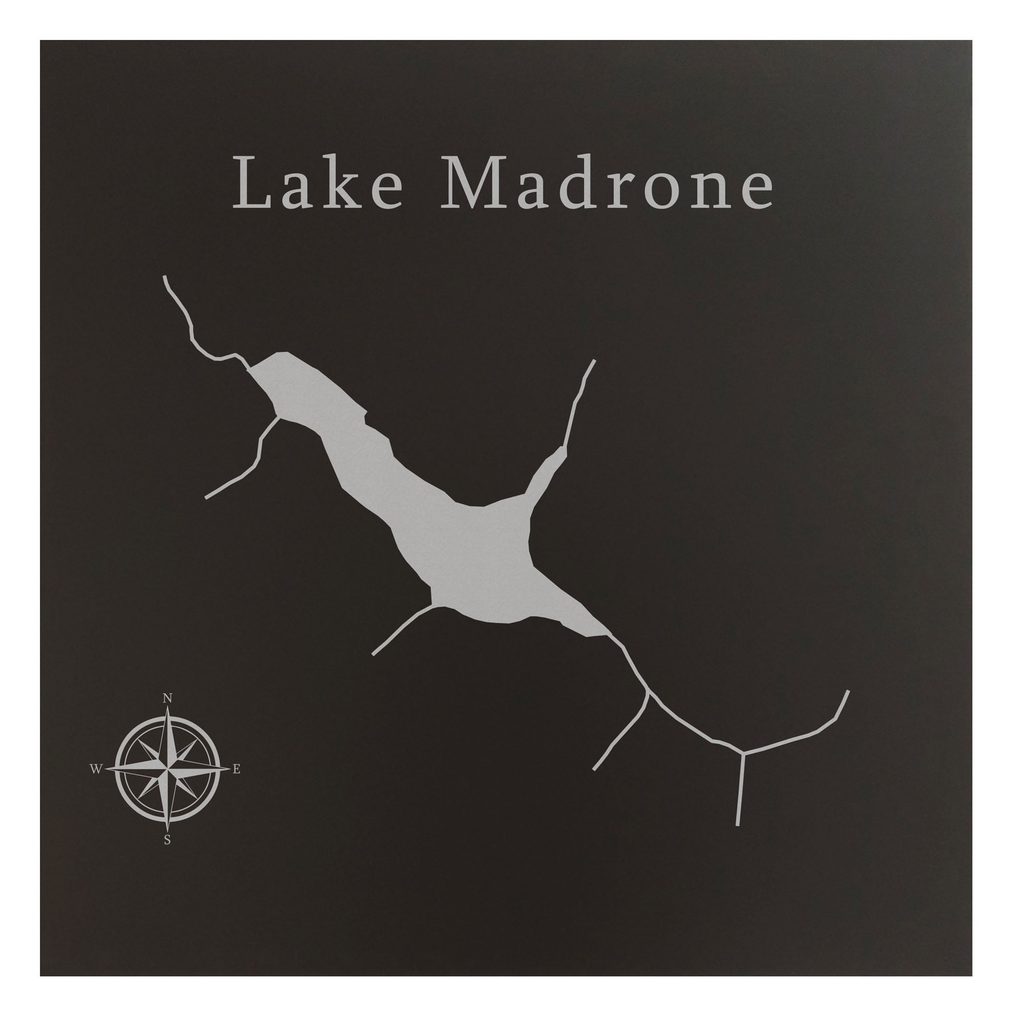 Lake Madrone Map 24x24" Black Metal Wall Art Office Decor Gift Engraved