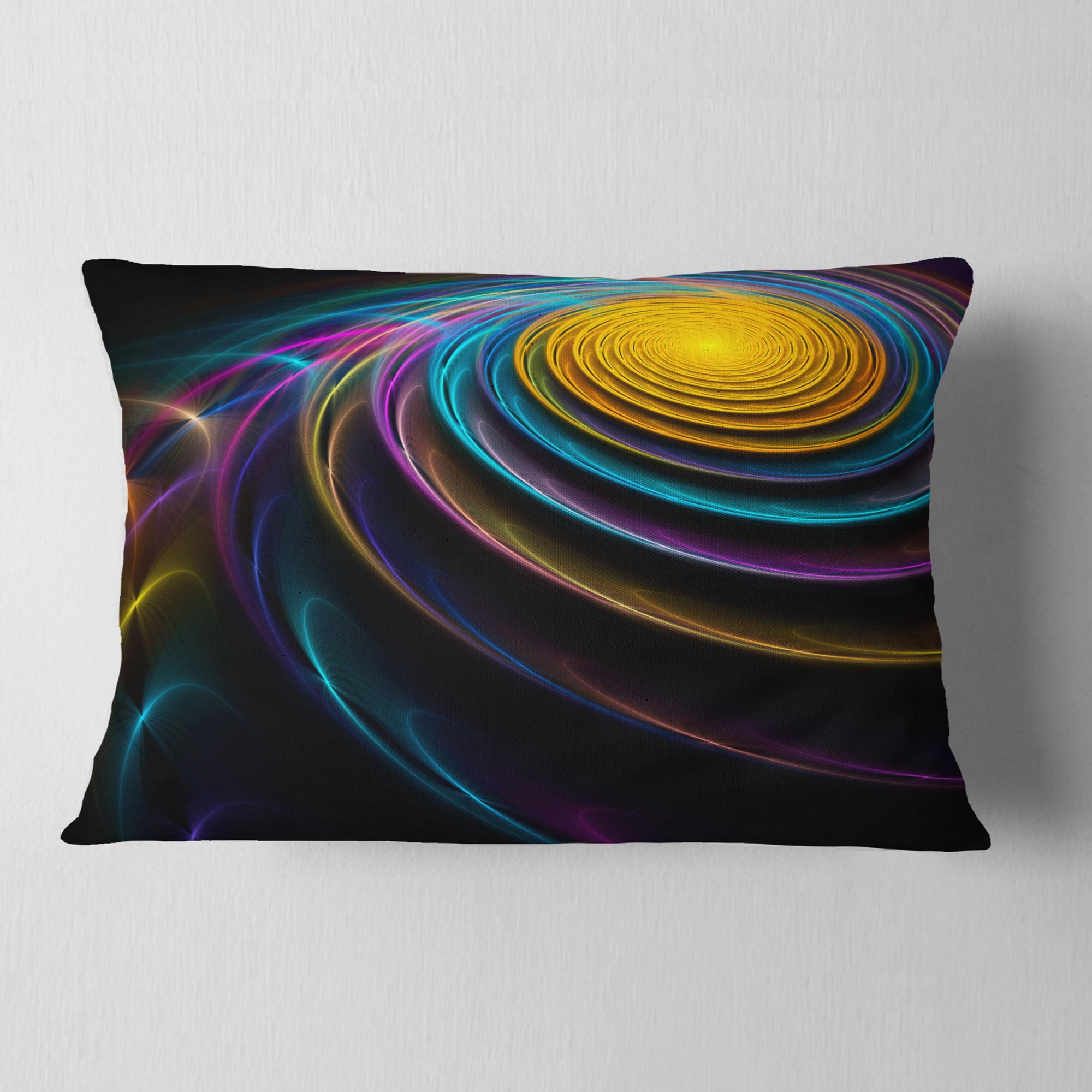 Designart Fractal 3D Colored Bulgy Circles - Abstract Throw Pillow - 12x20