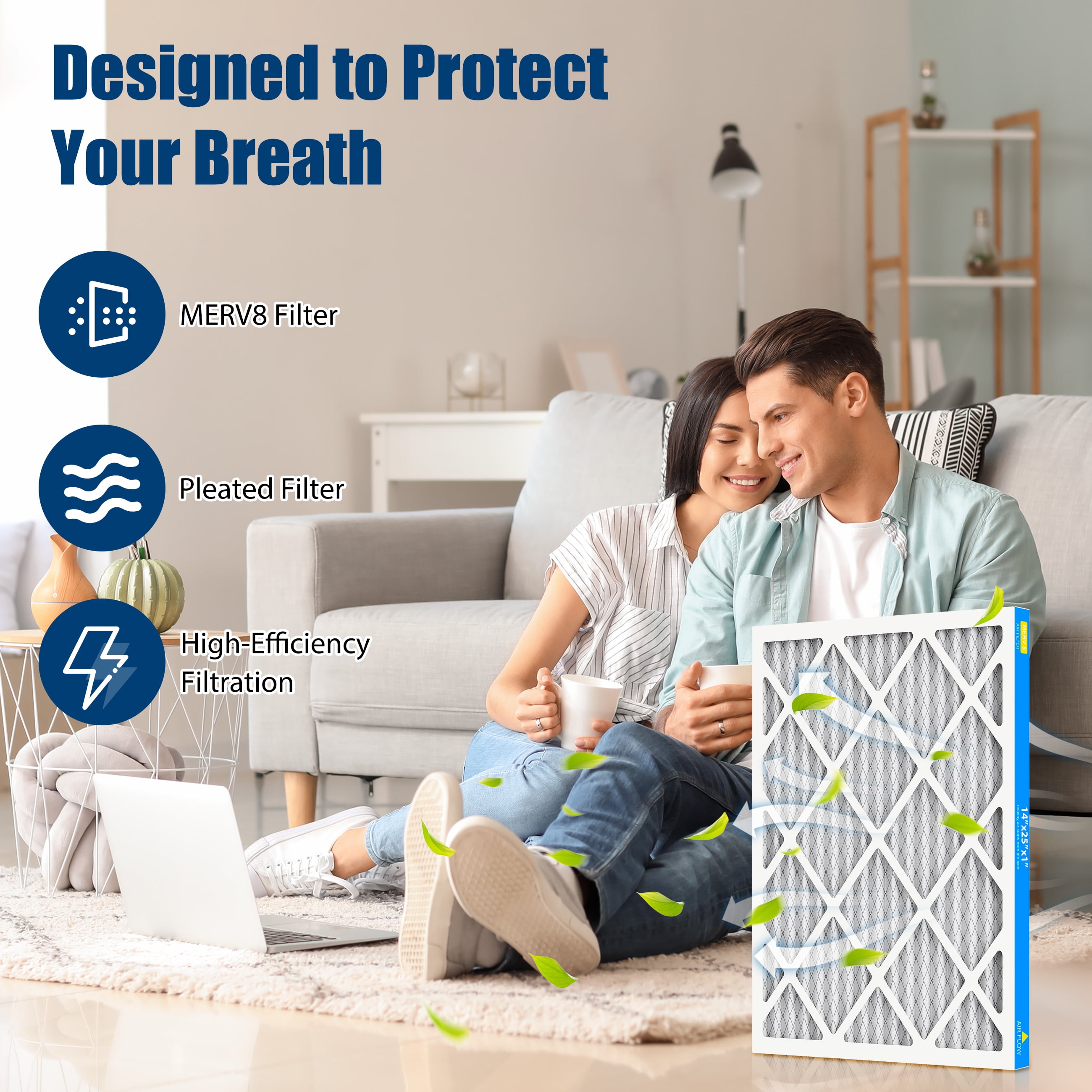 AMI PARTS 14x25x1 MERV 8 Pleated Filter,Removes Pollen and Dust HVAC Furnace Air Filter, 6 Packs