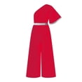 thumbnail image 4 of Mono de pantalón de pierna ancha con correas de cuello sesgado de color casual para mujer Fridja  alkflakhf36959, 4 of 4