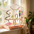 thumbnail image 5 of Natural Wood Bird Toy Set for Small Medium Birds, Parrot Cage Accessories with Swings Ladders Bells, Colorful Chew Blocks for Cage Enrichment, 5 of 6