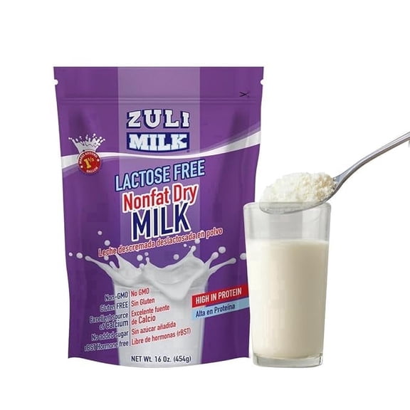Zuli Nonfat Dry Milk Powder, Lactose-Free, Non-GMO, rBST-Free, High Protein & Calcium, 16 oz