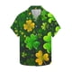 thumbnail image 5 of Ceisia Men's St. Patrick's Day Large & Small Four-Leaf Clover Print Short Sleeve Turndown Collar Stretch Casual Shirt Army Green L Gifts, 5 of 5